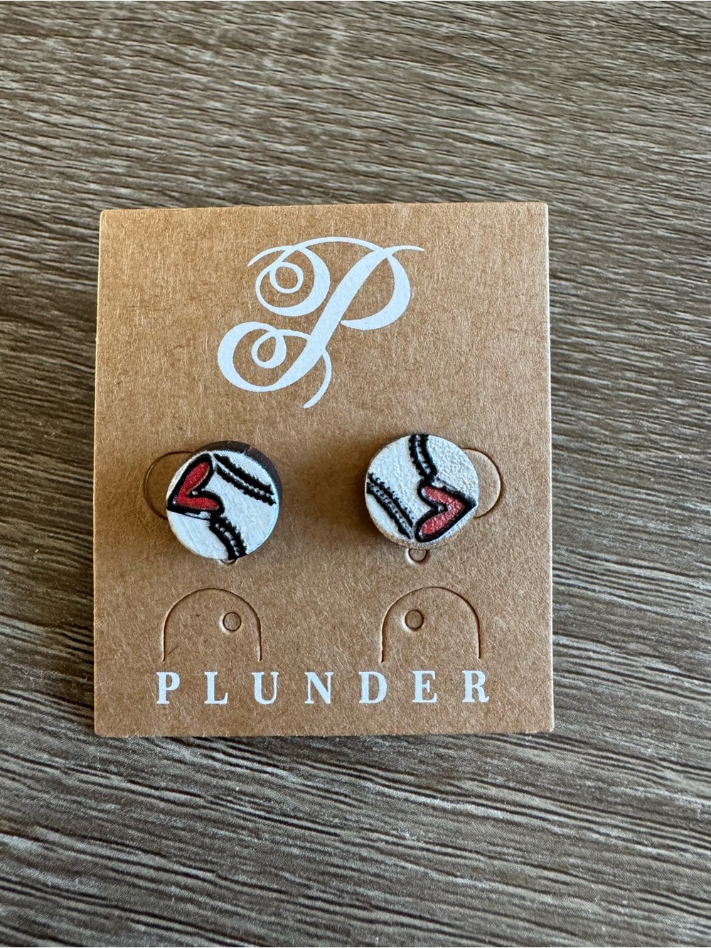Plunder Heart on Baseball Stud Earrings